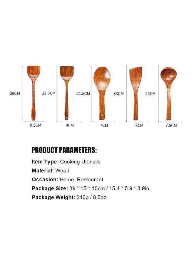 5-Piece Wooden Cooking Ladle Set Brown Rice Spoon 21.5x7, Frying Spatula 2x 39x9.5, 1x Spatula 33x8, 1x Soup Spoon 25x7.5centimeter 5-Piece Wooden Cooking Ladle Set Brown Rice Spoon 21.5x7, Frying Spatula 2x 39x9.5, 1x Spatula 33x8, 1x Soup Spoon 25x7.5centimeter